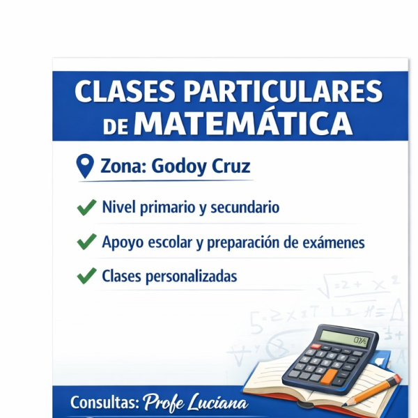 Clases particulares de Matemática Zona Godoy cruz