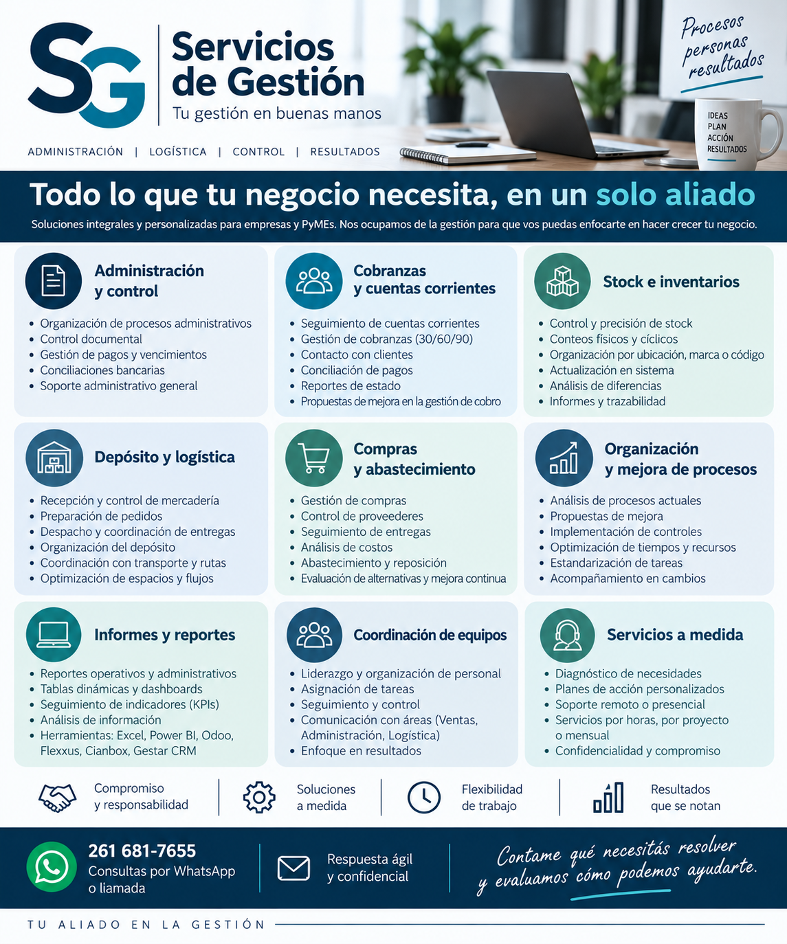 Servicios de Gestión Administrativa, Cobranzas, Stock y Logística